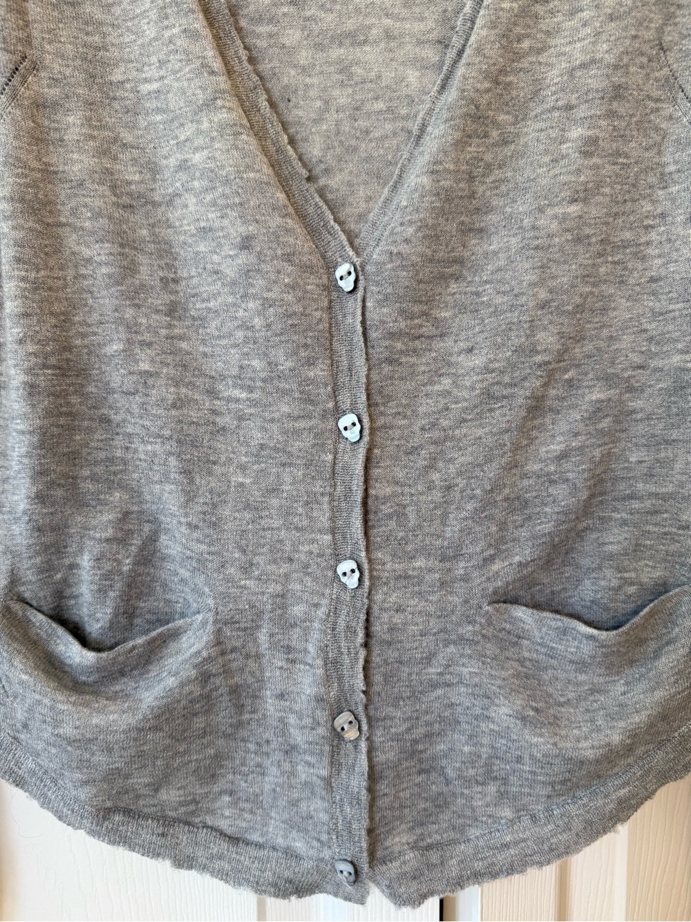ZADIG & VOLTAIRE grey cashmere sweater skull buttons size small - Picture 8 of 8